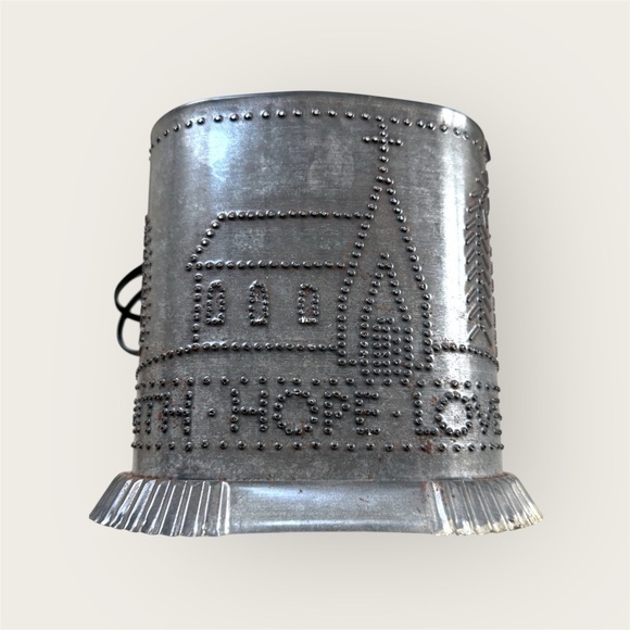 Other - Vintage Punched Tin light with Church Design faith hope love with church